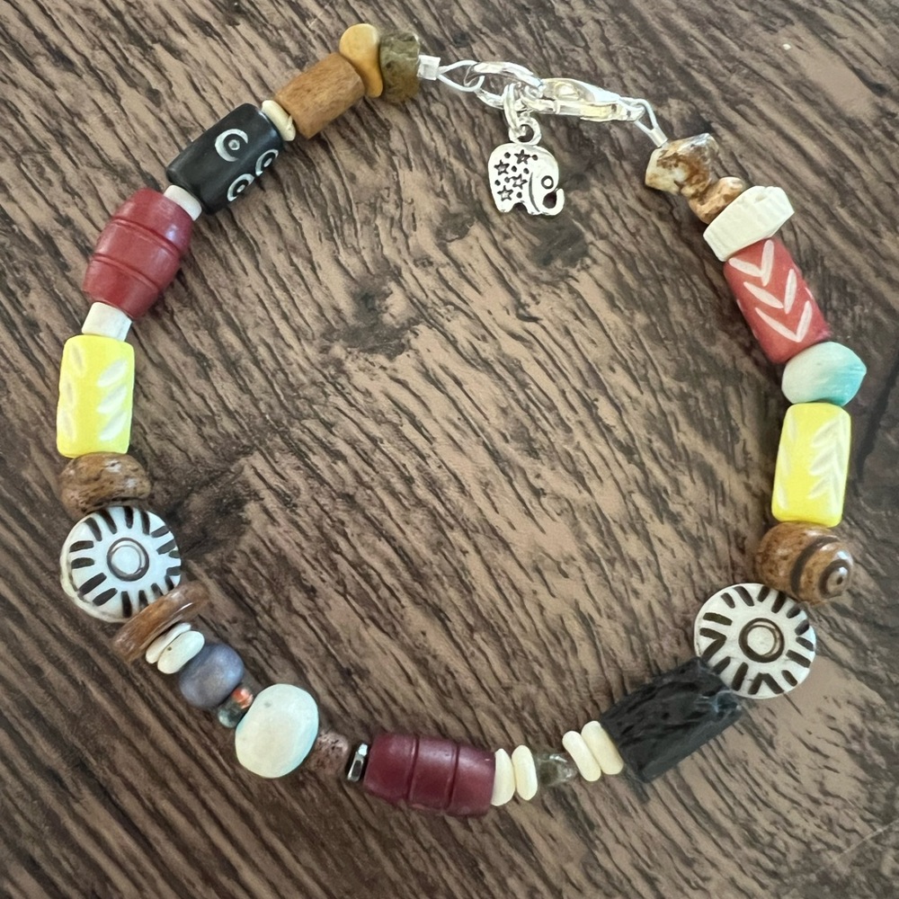 Multicolor African Bone Beaded Anklet